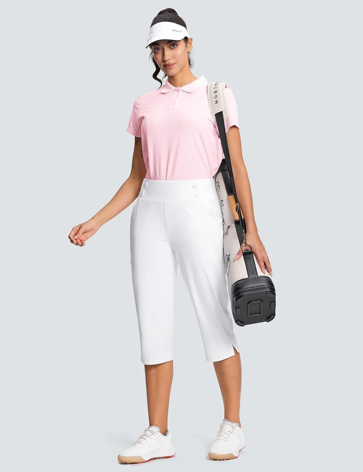 18" Dressy Capri Pants for Women High Waist Stretch Womens Golf Capris Pants for Summer with Pockets Work Casual
