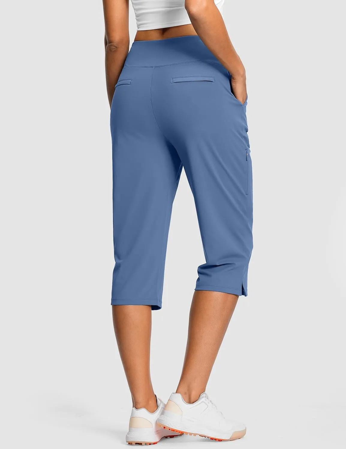 18" Dressy Capri Pants for Women High Waist Stretch Womens Golf Capris Pants for Summer with Pockets Work Casual