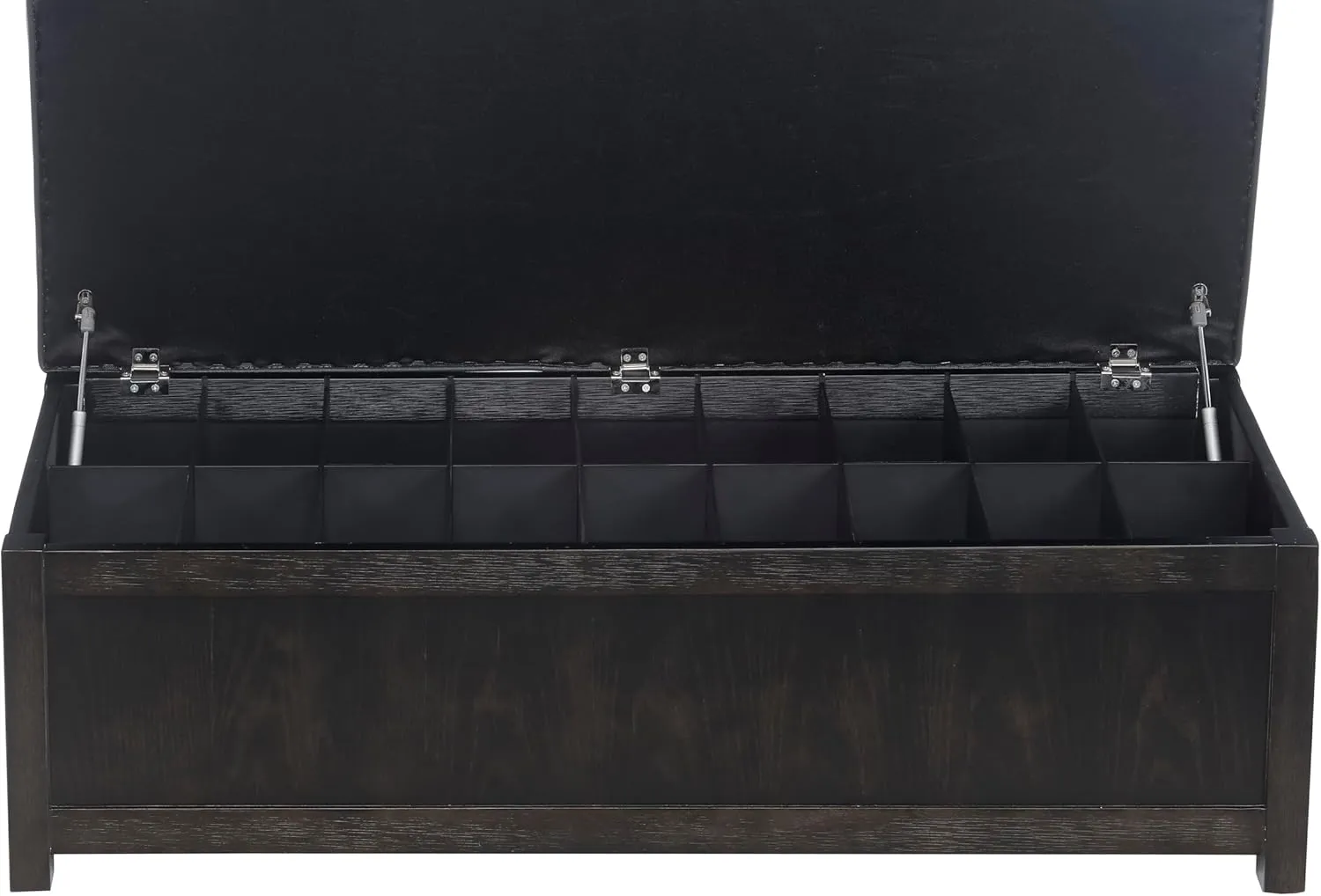 50" Wide Shoe Storage Bench Organizer, Holds 18  Pairs of Shoes & Sneakers, Mudroom, Bedroom Furniture, Entryway Organization, Mid Century Design, Leather Charcoal Gray