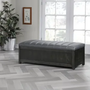 50" Wide Shoe Storage Bench Organizer, Holds 18  Pairs of Shoes & Sneakers, Mudroom, Bedroom Furniture, Entryway Organization, Mid Century Design, Leather Charcoal Gray