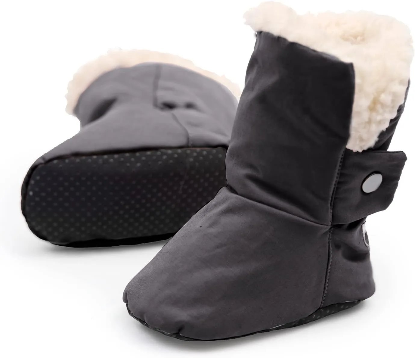 7AM Enfant Benji Baby Booties - Water Repellent Baby Shoes for Girls & Boys, Sherpa Lining Winter Baby Anti-Slip Sole Boots