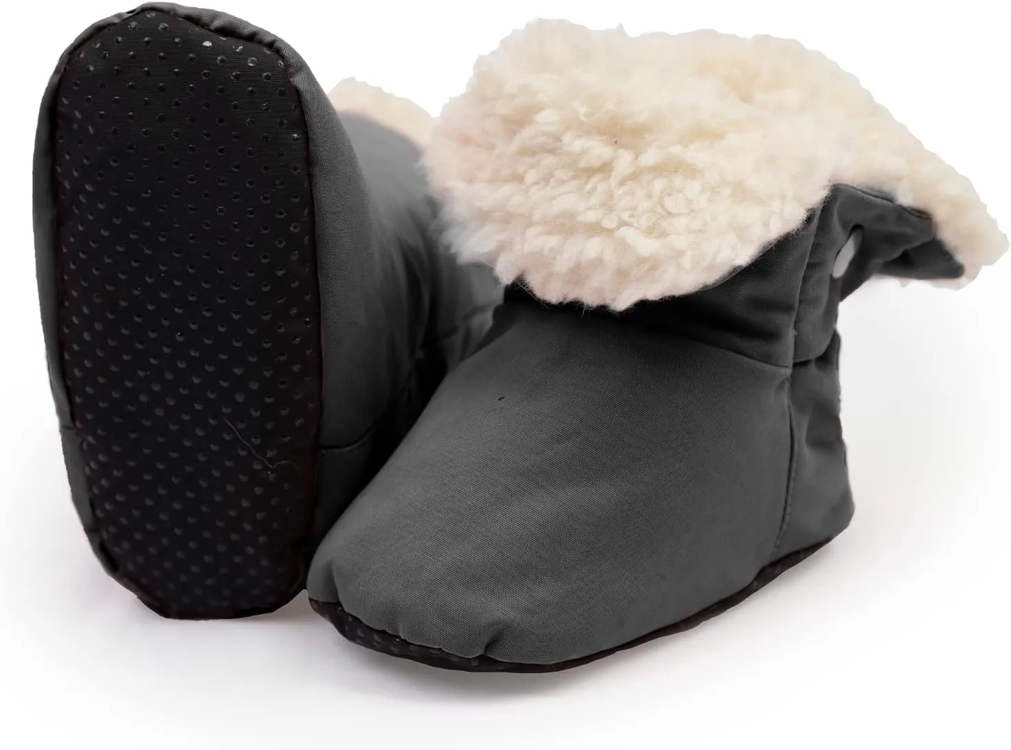 7AM Enfant Benji Baby Booties - Water Repellent Baby Shoes for Girls & Boys, Sherpa Lining Winter Baby Anti-Slip Sole Boots