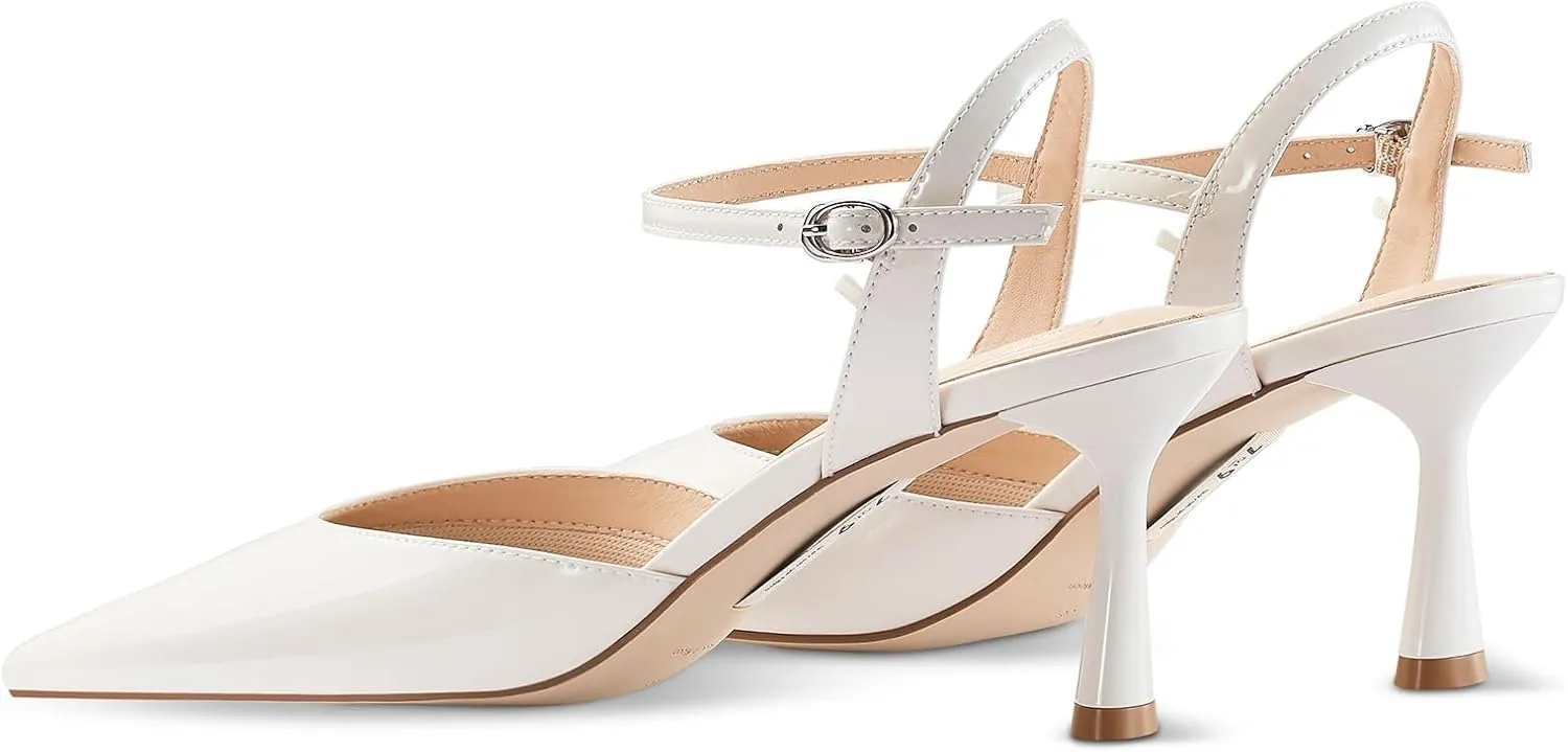 7or9 Slingbacks High Heels for Women Comfortable Air-Touch Foam Pointed-Toe Kitten Heels Casual Dressy Bridal Pumps Women Sandals