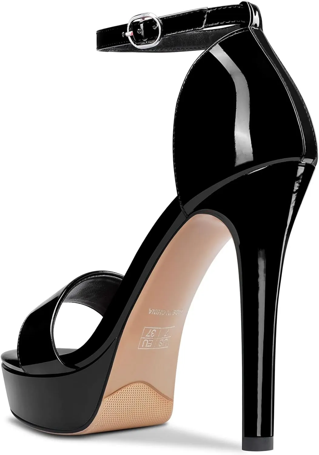 Aachcol Womens Platform Sandals Peep Open Toe Stiletto High Heels Ankle Strap Buckle Sexy Dress Shoes 5.1 Inches Heels