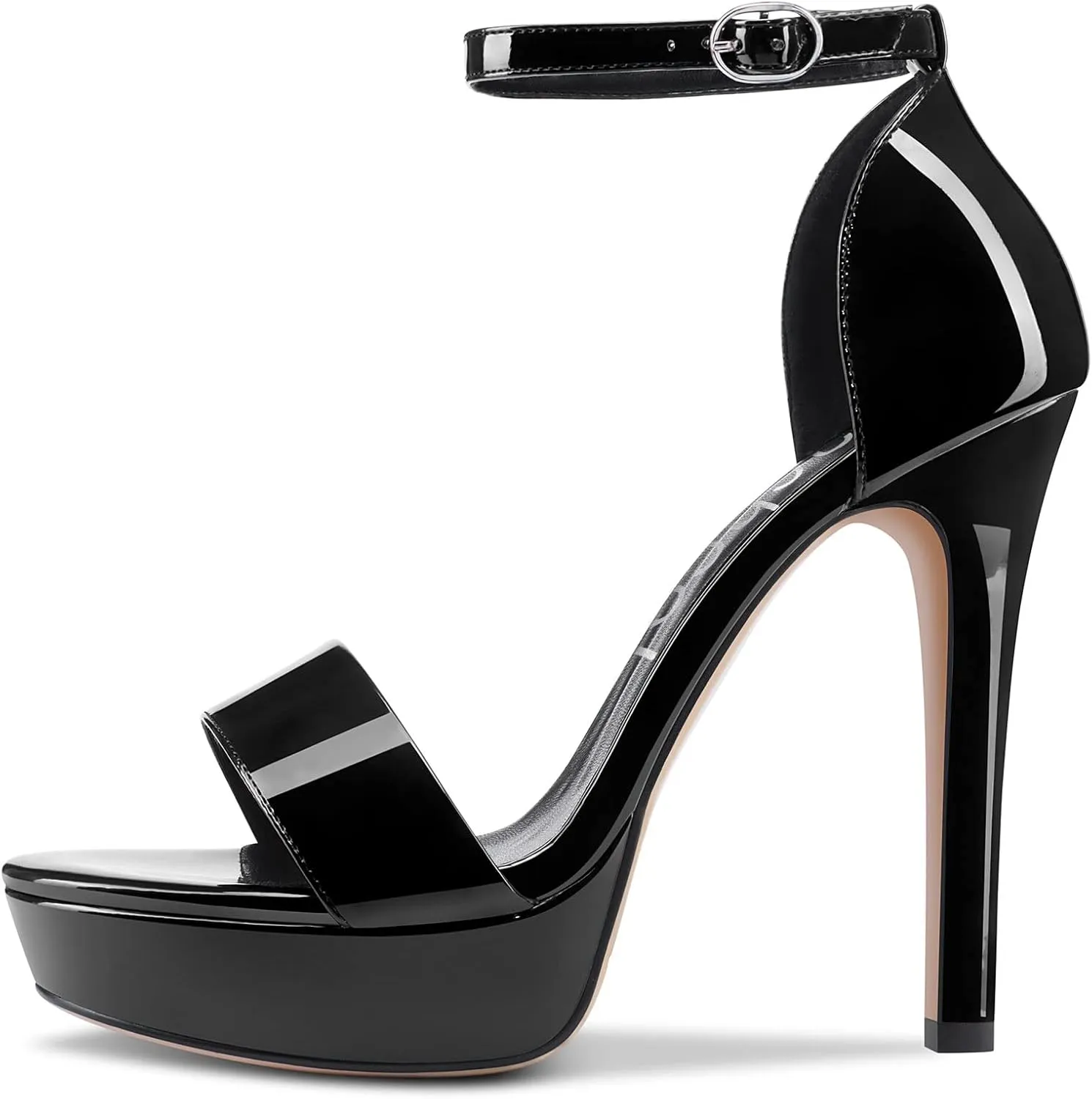 Aachcol Womens Platform Sandals Peep Open Toe Stiletto High Heels Ankle Strap Buckle Sexy Dress Shoes 5.1 Inches Heels