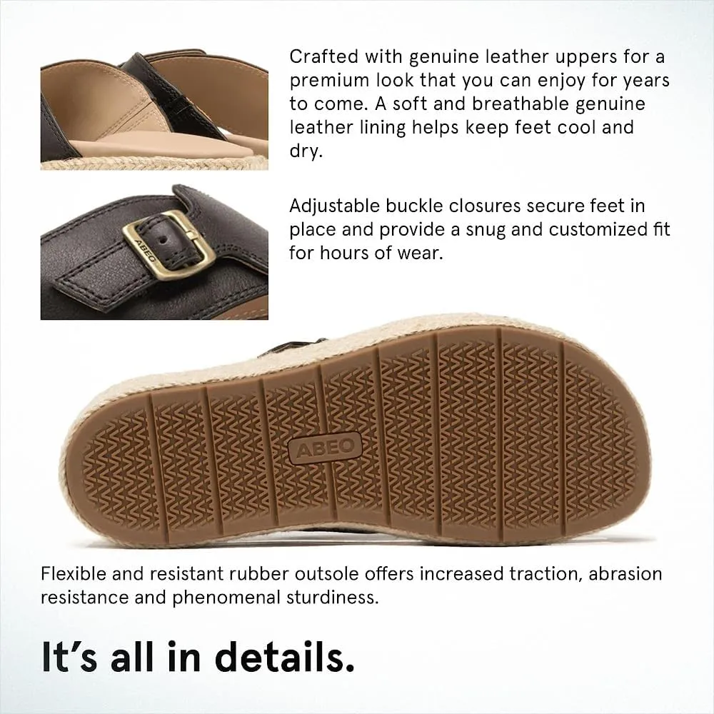 ABEO Women's Solstice Cross Slide Sandals | Arch Support Wedge Sandals | Built-In Metatarsal Pads | Black, Size 6-11