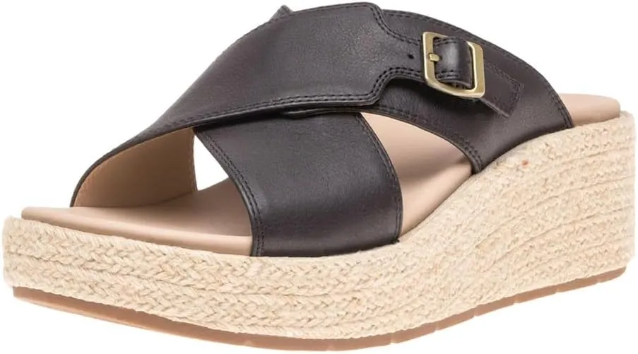 ABEO Women's Solstice Cross Slide Sandals | Arch Support Wedge Sandals | Built-In Metatarsal Pads | Black, Size 6-11
