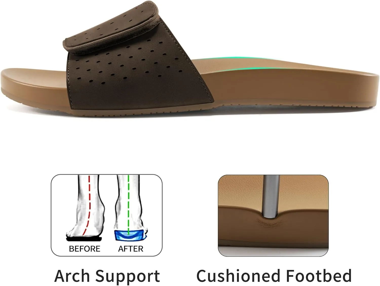 Ablanczoom Flat Sandals for Women Slides: Comfortable Slip on Adjustable Summer Beach Womens Slide Sandal