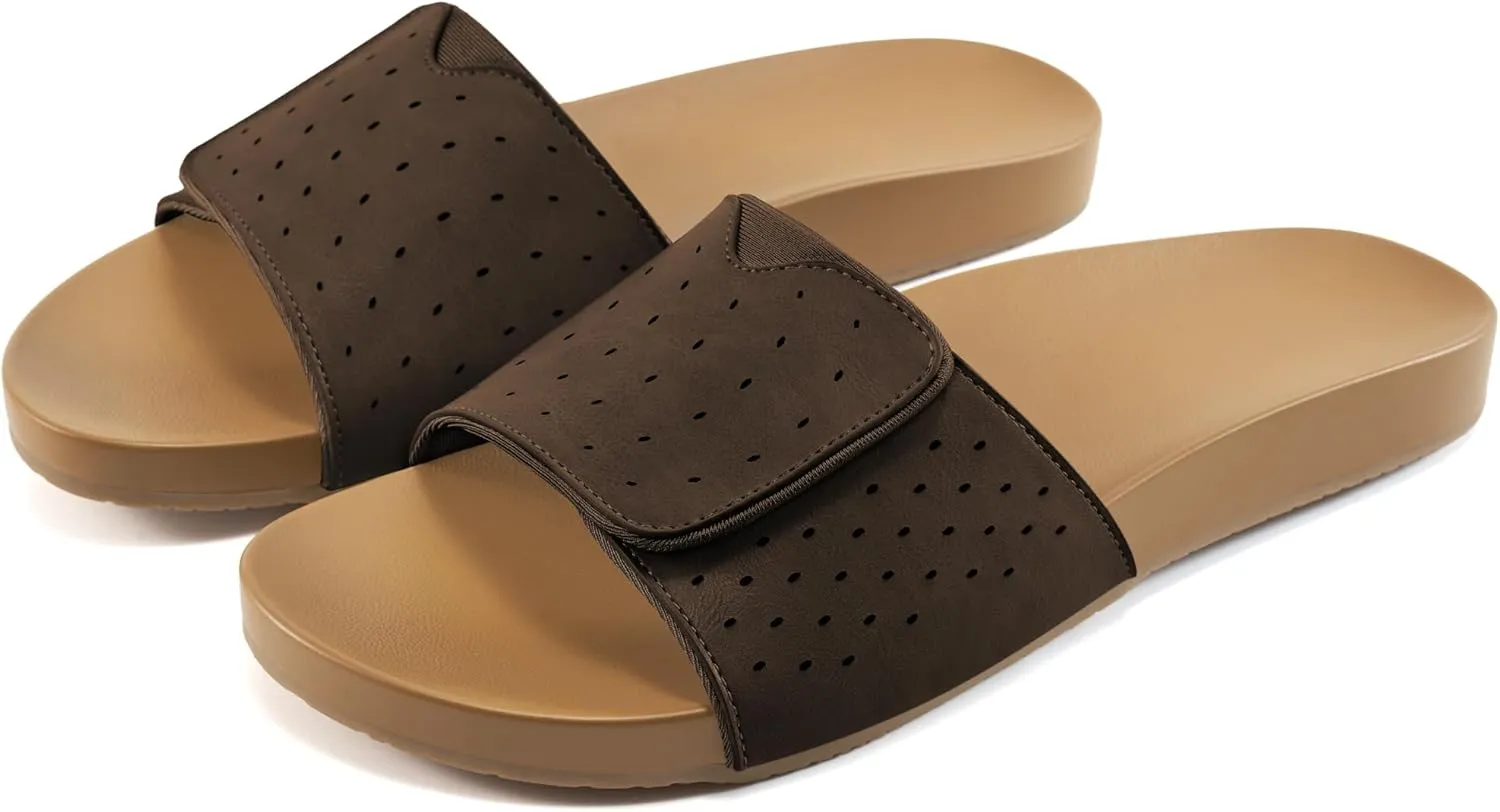 Ablanczoom Flat Sandals for Women Slides: Comfortable Slip on Adjustable Summer Beach Womens Slide Sandal