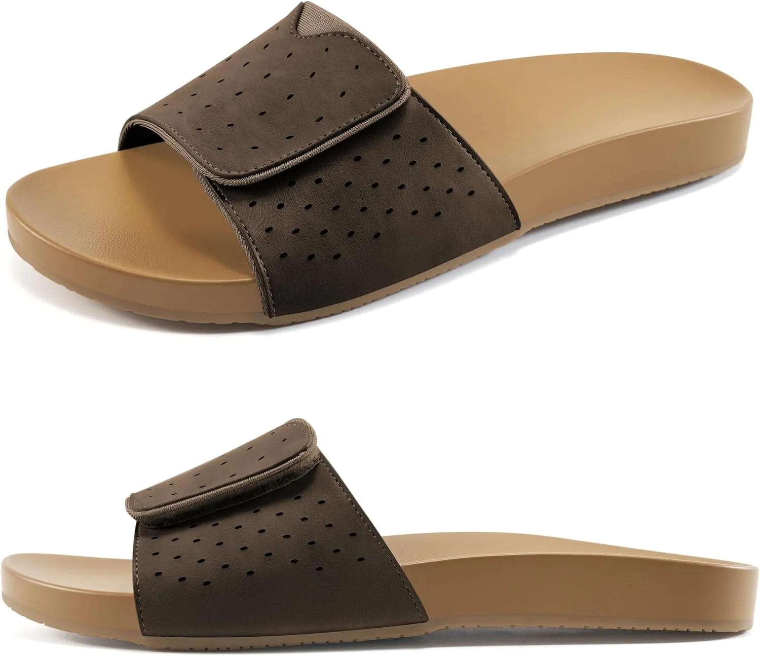 Ablanczoom Flat Sandals for Women Slides: Comfortable Slip on Adjustable Summer Beach Womens Slide Sandal