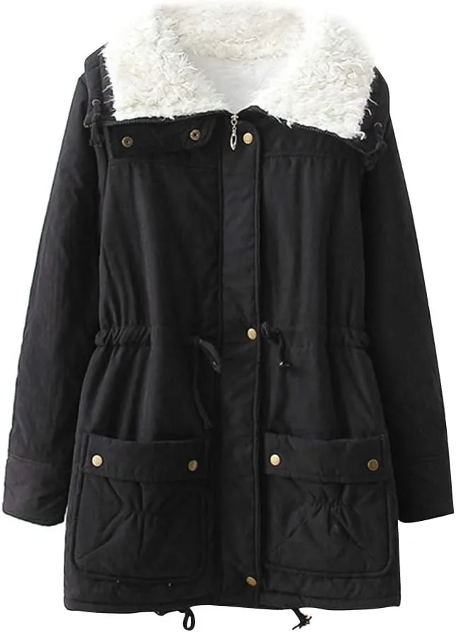 ACE SHOCK Women's Plus Size Winter Coats Faux Fur Lined Quilted Jackets Fashion Winter Parka