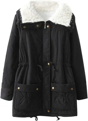 ACE SHOCK Women's Plus Size Winter Coats Faux Fur Lined Quilted Jackets Fashion Winter Parka