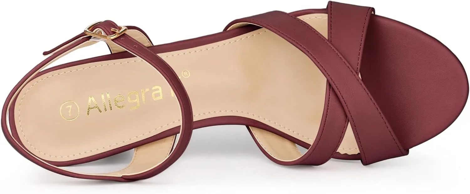 Allegra K Women's Cross Straps Kitten Heel Sandals