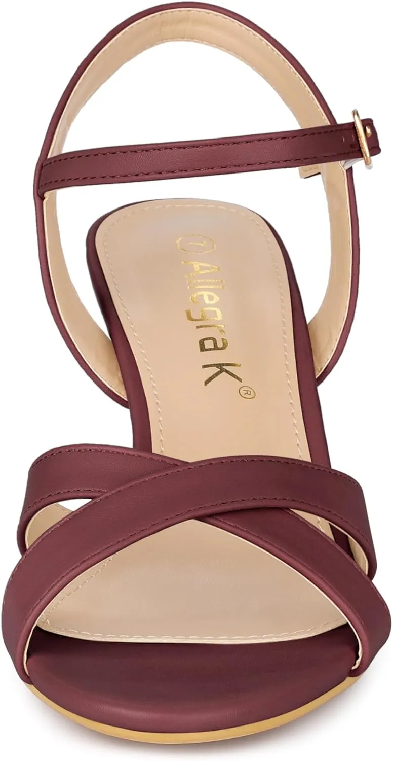 Allegra K Women's Cross Straps Kitten Heel Sandals