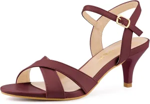 Allegra K Women's Cross Straps Kitten Heel Sandals