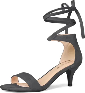 Allegra K Women's Kitten Heel Lace Up Sandals