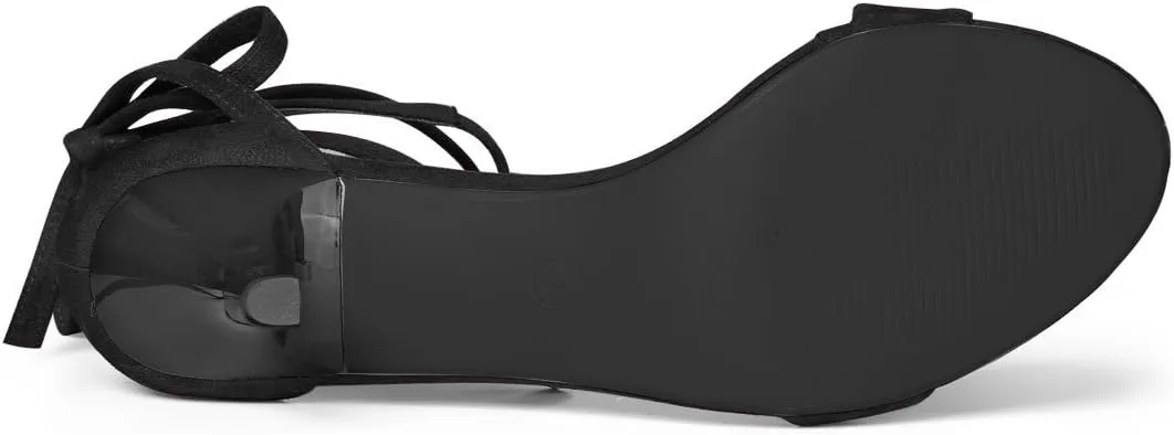 Allegra K Women's Kitten Heel Lace Up Sandals