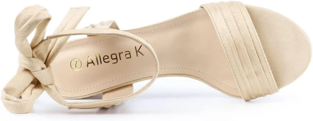 Allegra K Women's Open Toe Ankle Tie Back Block Heels Sandals
