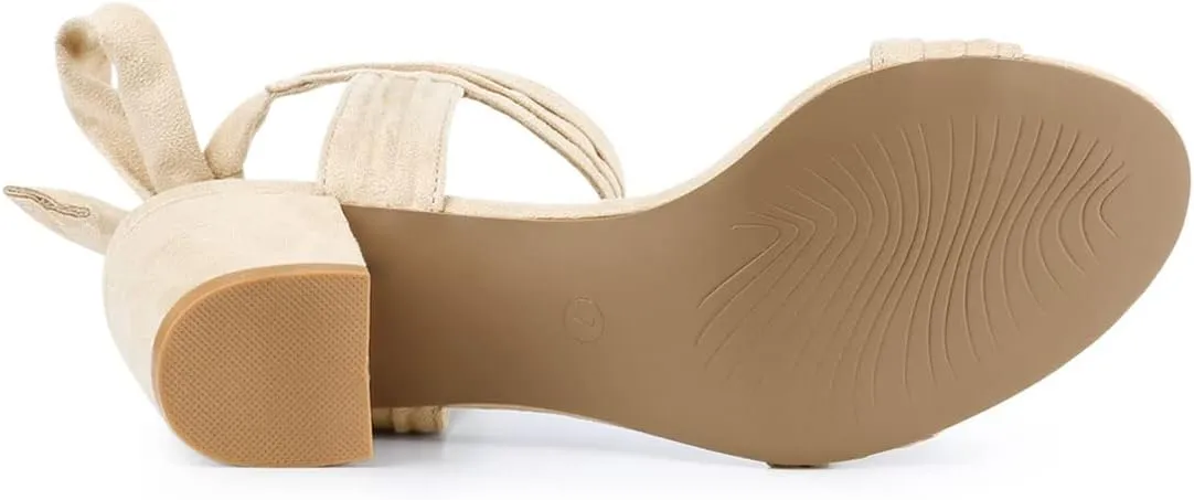 Allegra K Women's Open Toe Ankle Tie Back Block Heels Sandals