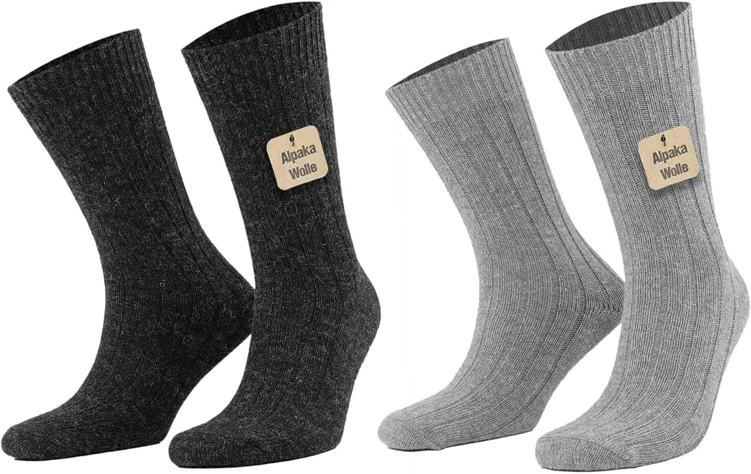 Alpaca Wool Socks, Winter Comfort and Warm for Men & Women Alpaca-Merino blend Boot Socks Thermal Cushioned - 2 Pairs