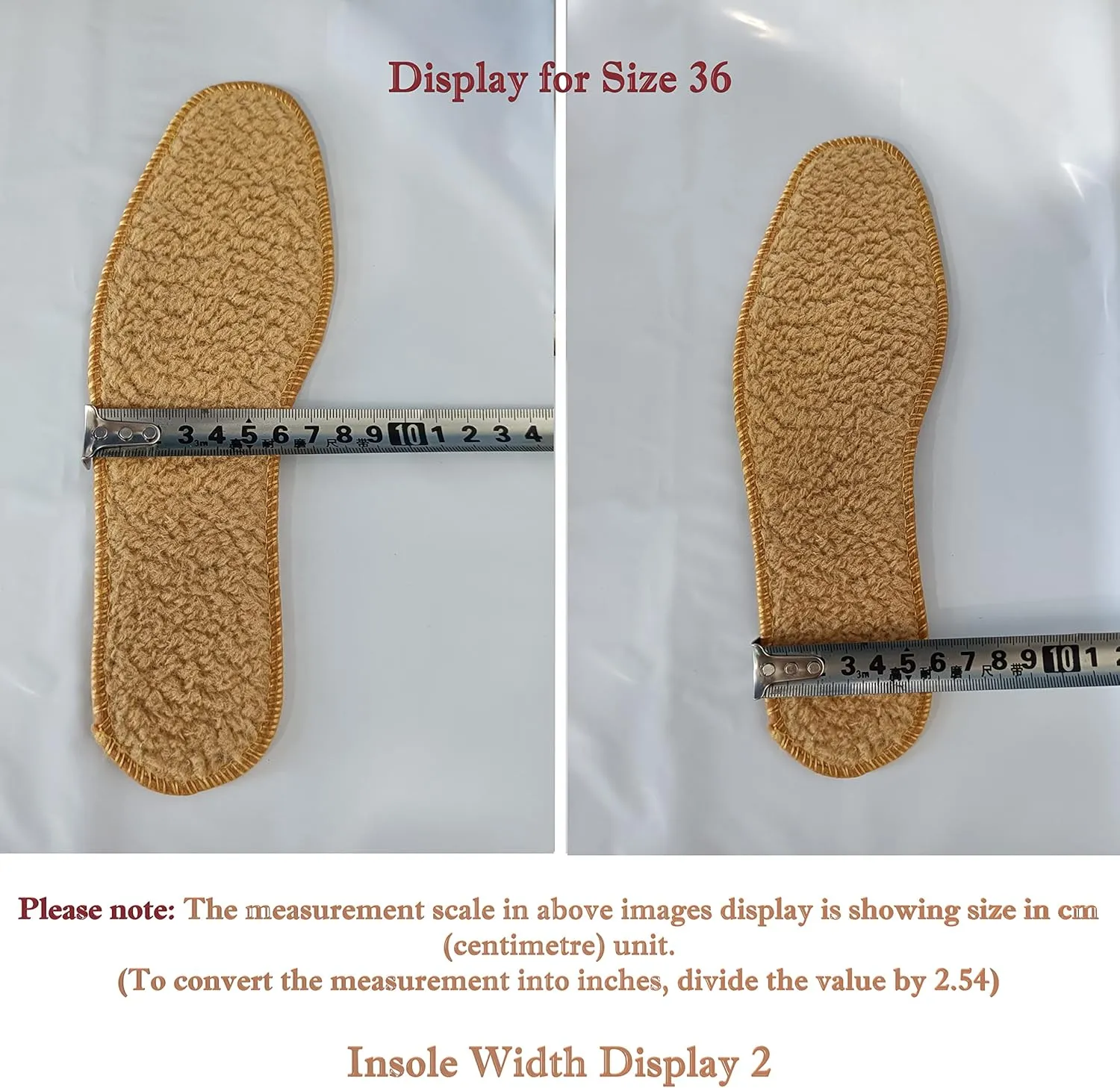 Alpaca Wool Warm Insole for Shoe Footwear 10 Pairs – Breathable and Sweat Absorbing Water Resistant Non-Slip Sheepskin Insoles for Snow Cold Winter Days (36)