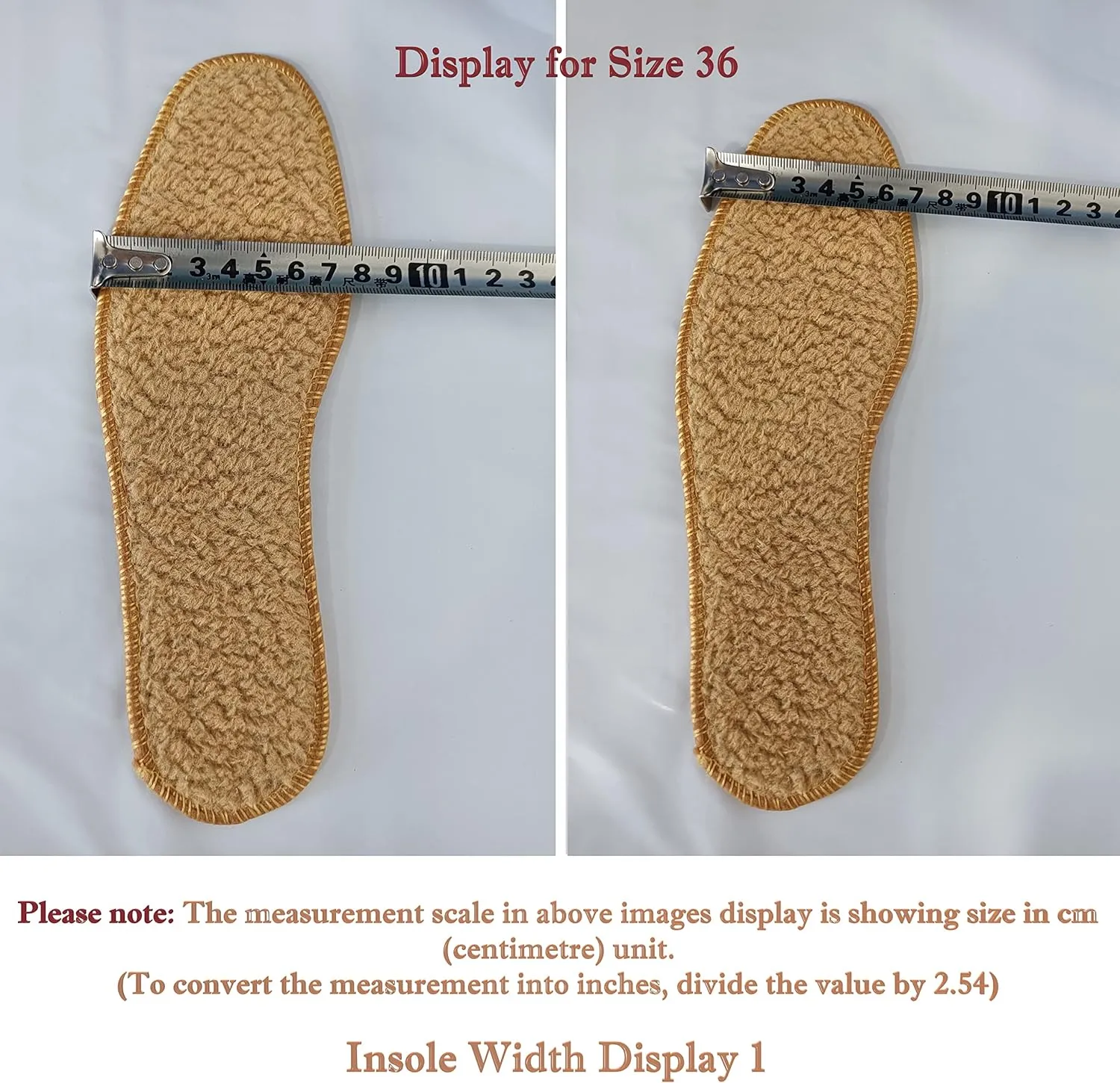 Alpaca Wool Warm Insole for Shoe Footwear 10 Pairs – Breathable and Sweat Absorbing Water Resistant Non-Slip Sheepskin Insoles for Snow Cold Winter Days (36)