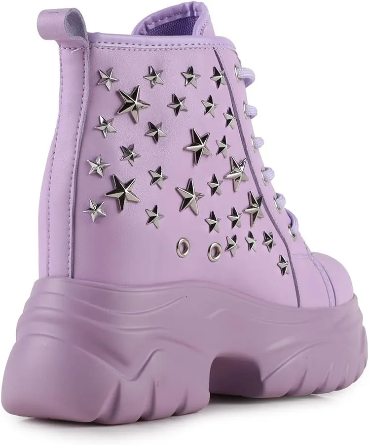 AnthonyWang Date-03 Lace Up Hidden Wedge Women's Platform Sneakers