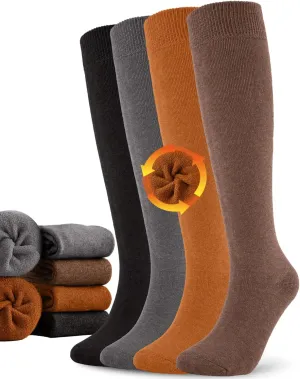 Aoliks Warm Knee High Socks for Women,Cotton Thermal Socks for Hiking Skiing Winter Gifts