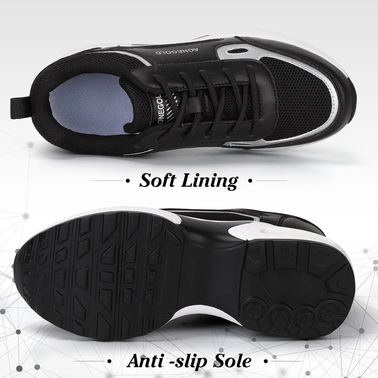 AONEGOLD Hidden Wedge Sneakers for Women Casual Platform Sneakers High Heeld Lace Up Walking Shoes Women's Fashion Sneakers