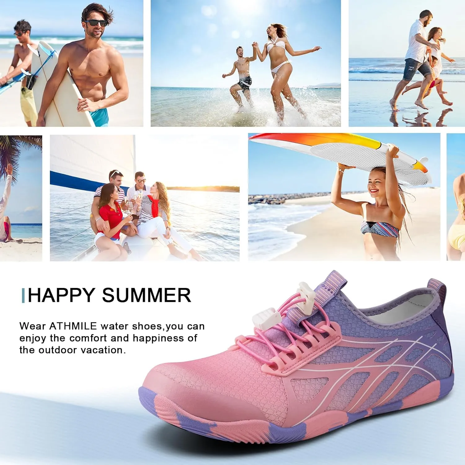 ATHMILE Water Shoes for Men Women River Shoes Adult Swim Beach Lake Pool Aqua Socks Barefoot Quick Dry for Hiking Surfing Kayaking Cruise Ship Essentials Cruise Ship Essentials
