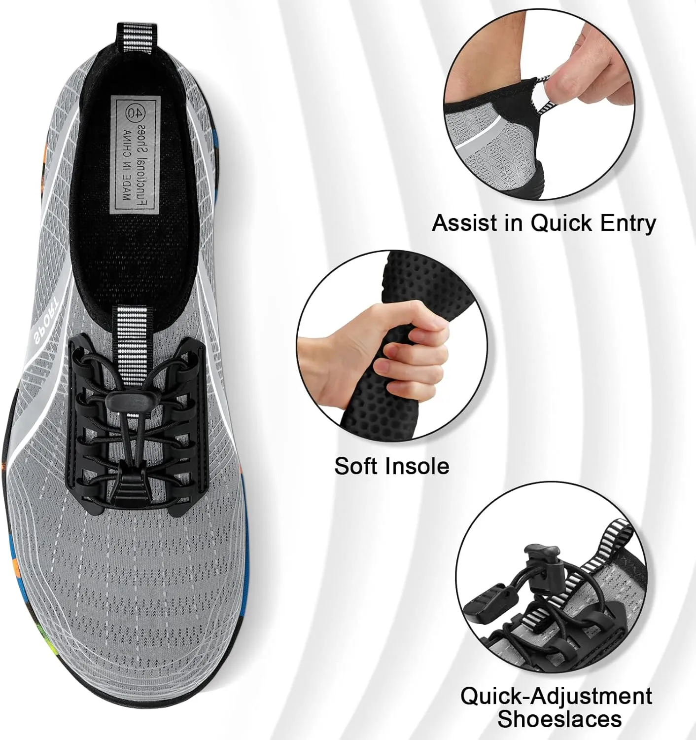 ATHMILE Water Shoes for Men Women River Shoes Adult Swim Beach Lake Pool Aqua Socks Barefoot Quick Dry for Hiking Surfing Kayaking Cruise Ship Essentials Cruise Ship Essentials