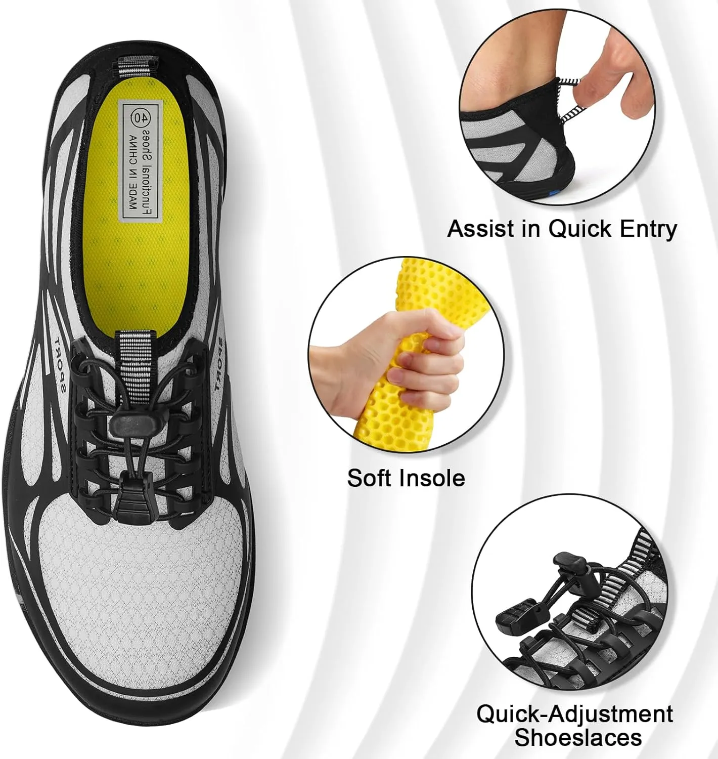ATHMILE Water Shoes for Men Women River Shoes Adult Swim Beach Lake Pool Aqua Socks Barefoot Quick Dry for Hiking Surfing Kayaking Cruise Ship Essentials Cruise Ship Essentials