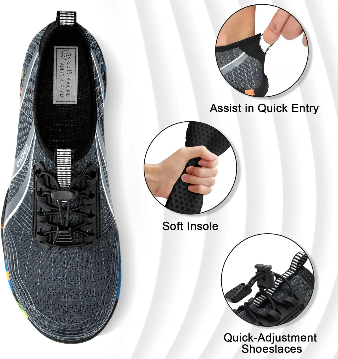 ATHMILE Water Shoes for Men Women River Shoes Adult Swim Beach Lake Pool Aqua Socks Barefoot Quick Dry for Hiking Surfing Kayaking Cruise Ship Essentials Cruise Ship Essentials