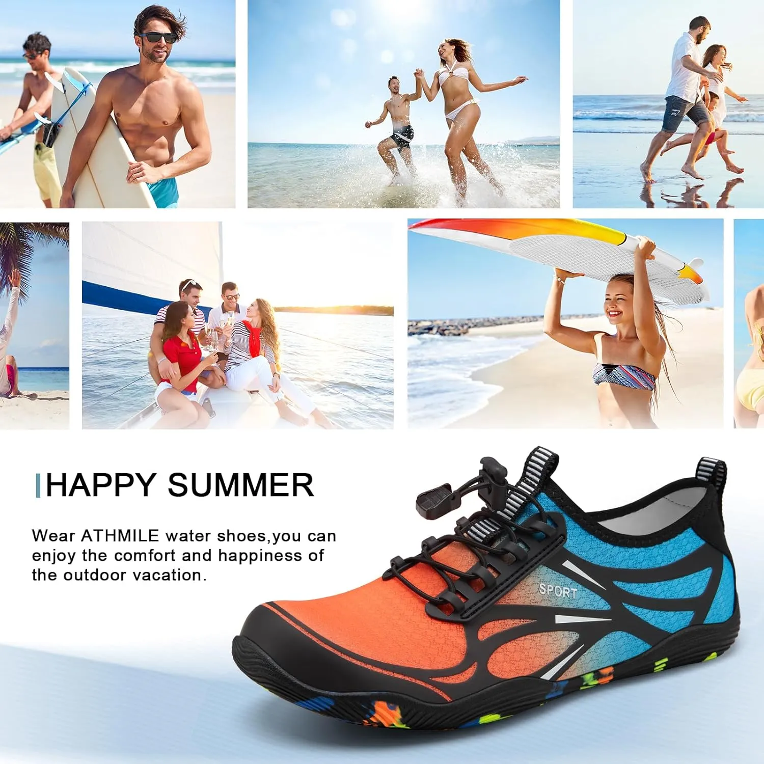 ATHMILE Water Shoes for Men Women River Shoes Adult Swim Beach Lake Pool Aqua Socks Barefoot Quick Dry for Hiking Surfing Kayaking Cruise Ship Essentials Cruise Ship Essentials