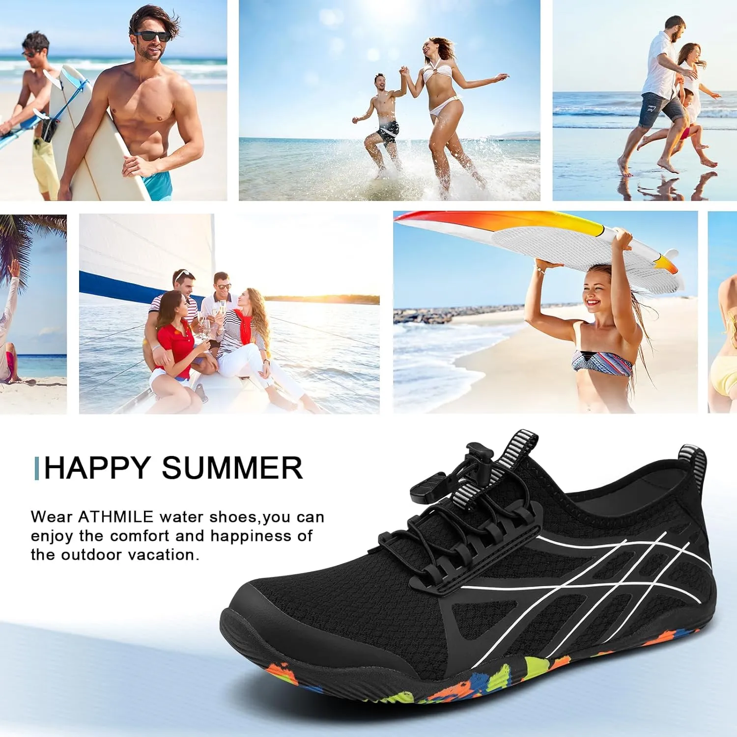 ATHMILE Water Shoes for Men Women River Shoes Adult Swim Beach Lake Pool Aqua Socks Barefoot Quick Dry for Hiking Surfing Kayaking Cruise Ship Essentials Cruise Ship Essentials