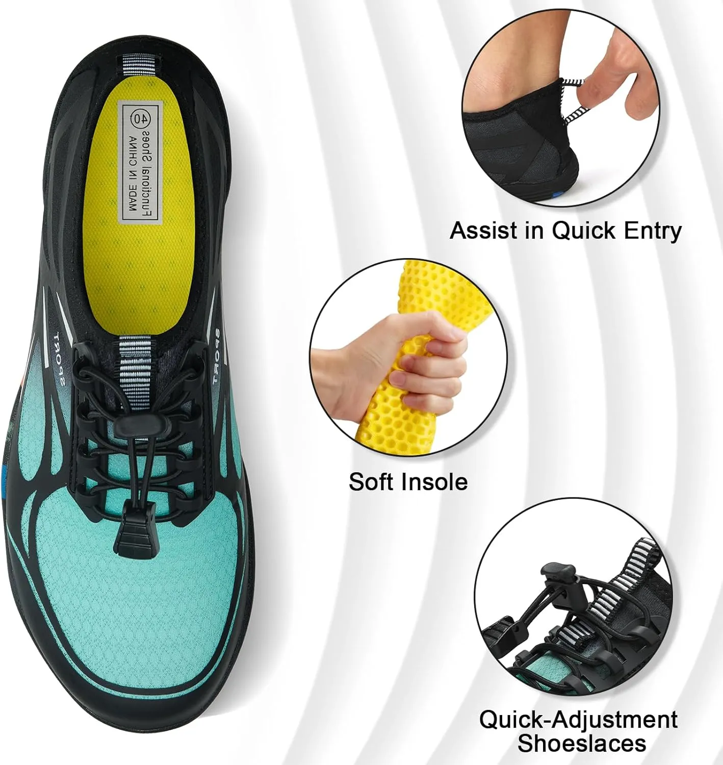 ATHMILE Water Shoes for Men Women River Shoes Adult Swim Beach Lake Pool Aqua Socks Barefoot Quick Dry for Hiking Surfing Kayaking Cruise Ship Essentials Cruise Ship Essentials