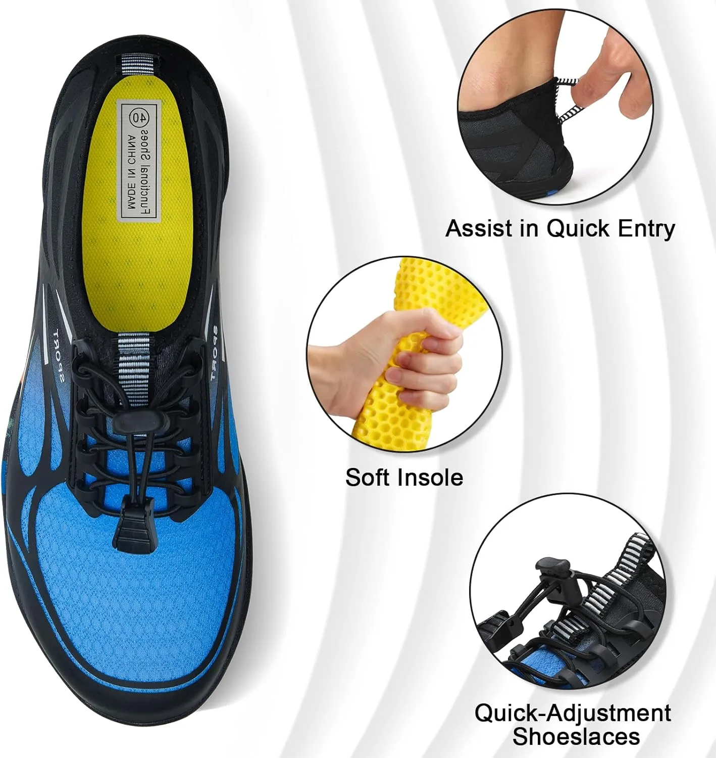ATHMILE Water Shoes for Men Women River Shoes Adult Swim Beach Lake Pool Aqua Socks Barefoot Quick Dry for Hiking Surfing Kayaking Cruise Ship Essentials