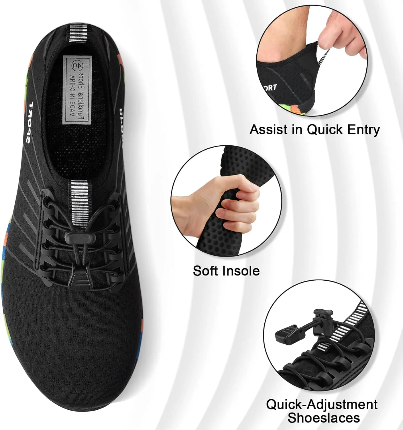 ATHMILE Water Shoes for Men Women River Shoes Adult Swim Beach Lake Pool Aqua Socks Barefoot Quick Dry for Hiking Surfing Kayaking Cruise Ship Essentials
