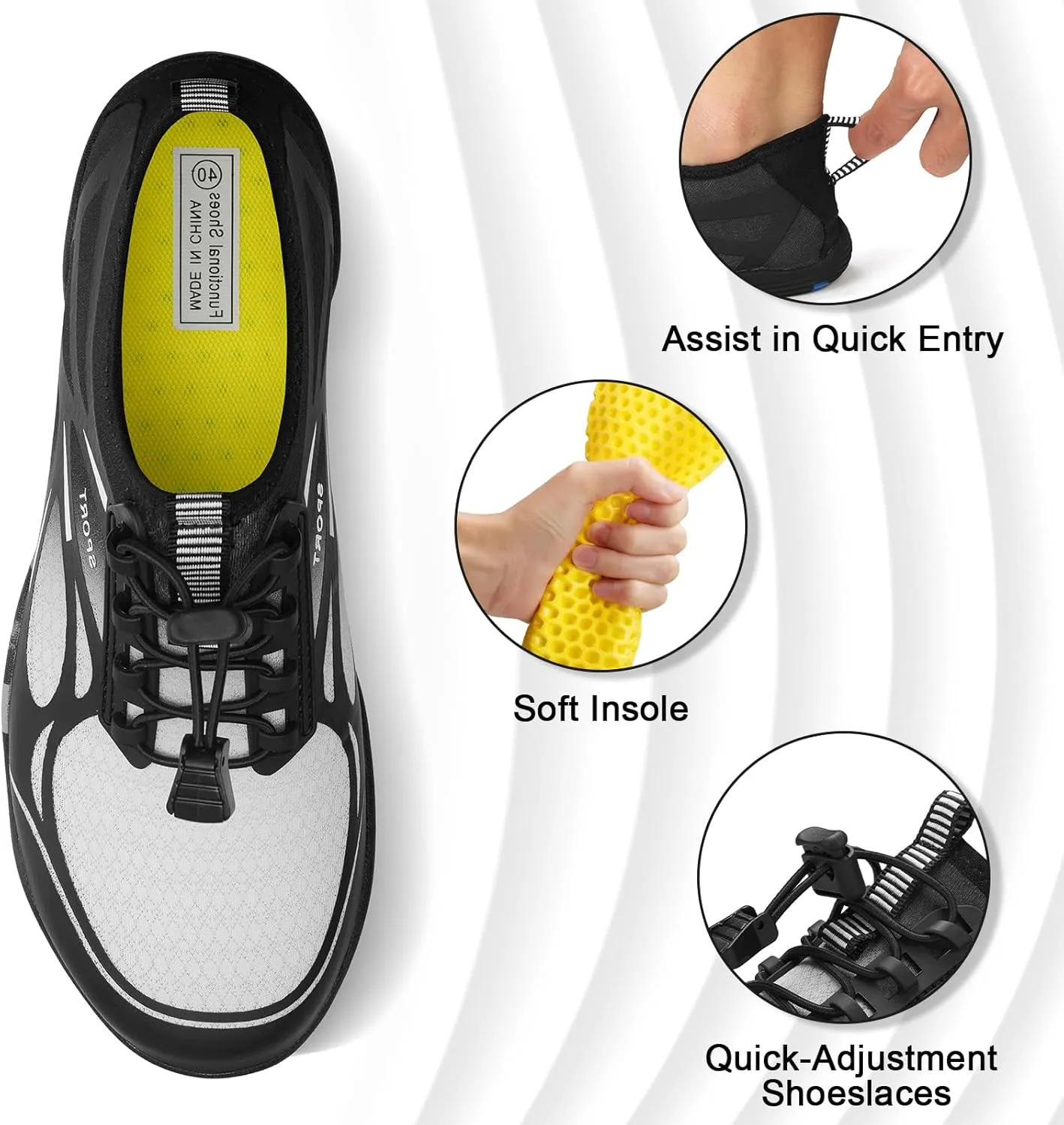ATHMILE Water Shoes for Men Women River Shoes Adult Swim Beach Lake Pool Aqua Socks Barefoot Quick Dry for Hiking Surfing Kayaking Cruise Ship Essentials