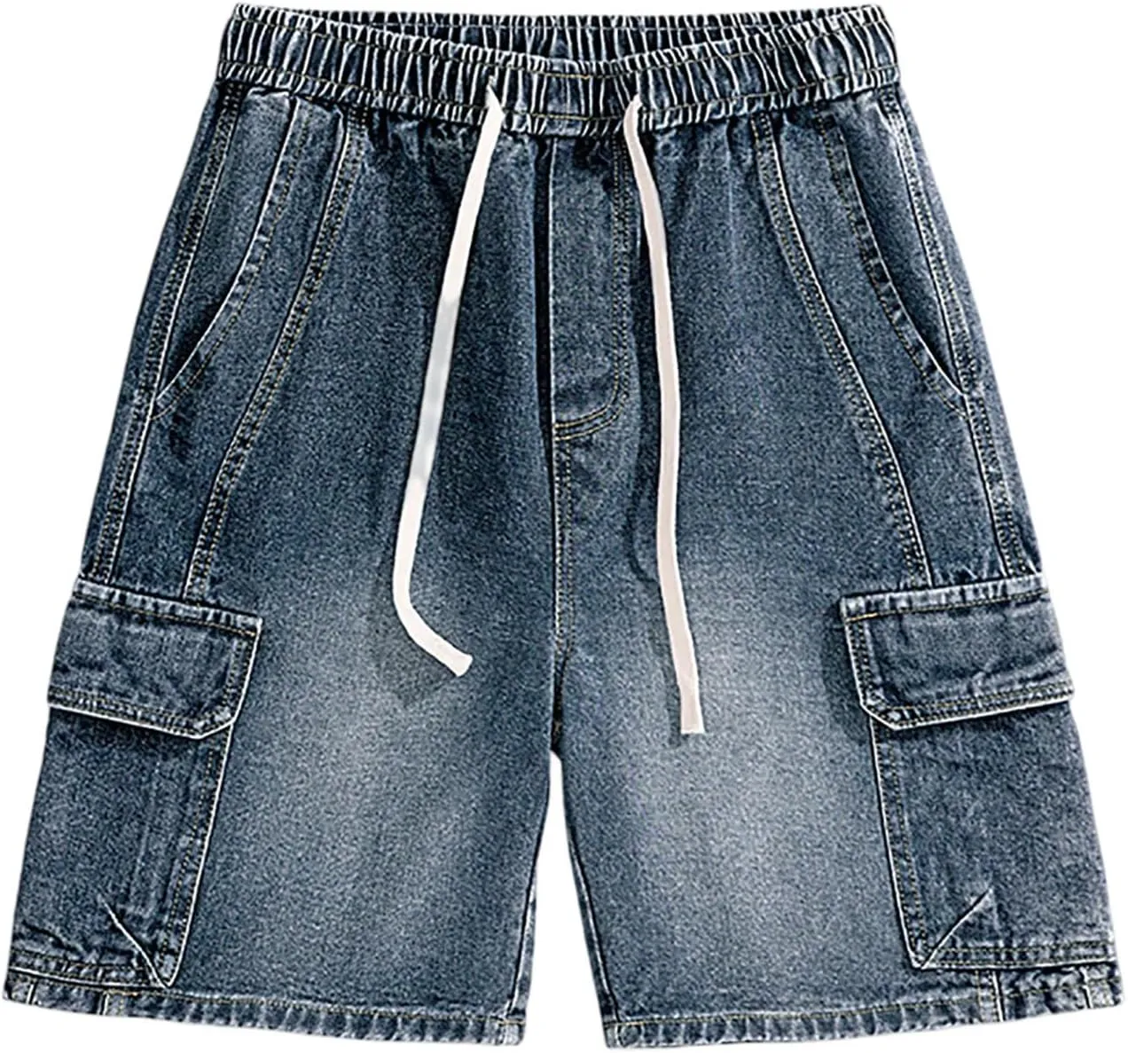 Baggy Jean Shorts for Men Summer Casual Loose Fit Y2K Hip Hop Skateboard Denim Shorts with Pockets