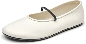 BEAU TODAY Womens Mary Jane Fats, Genuine Leather Ballet Flats for Women, Comfortable Sheepskin Round Toe Mary Jane Shoes Cute Fashion Flat Shoes