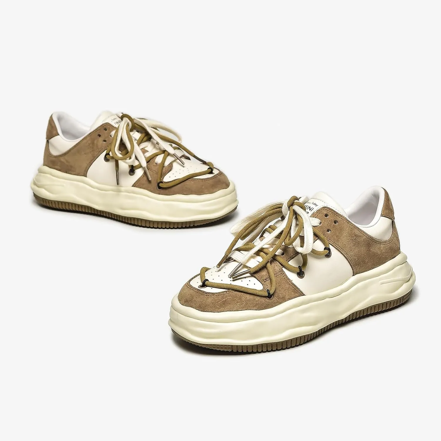 BEAU TODAY Women's Platform Fashion Sneakers, Chunky Sneakers for Women, Lightweight Comfortable Walking Shoes Lace Up Casual Shoes for Outdoor Work