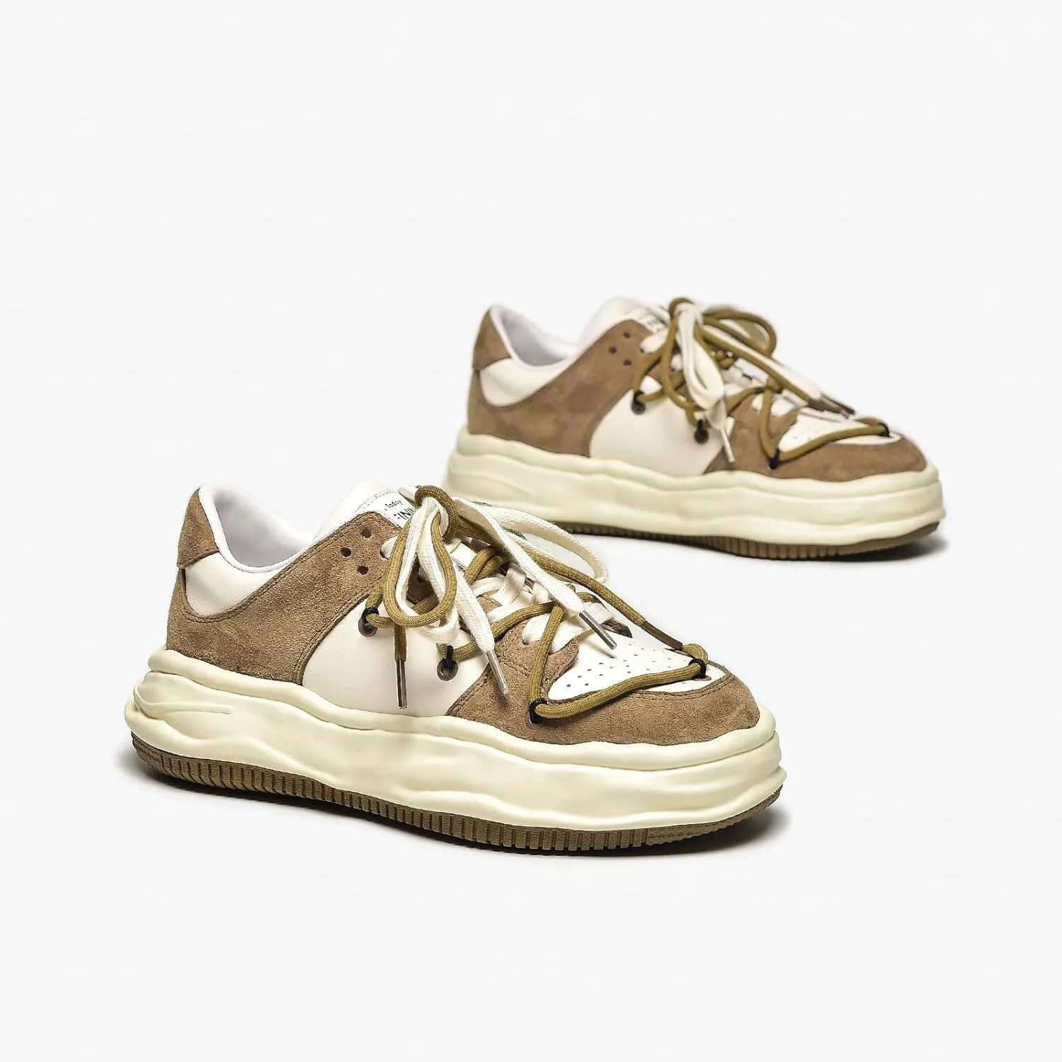 BEAU TODAY Women's Platform Fashion Sneakers, Chunky Sneakers for Women, Lightweight Comfortable Walking Shoes Lace Up Casual Shoes for Outdoor Work