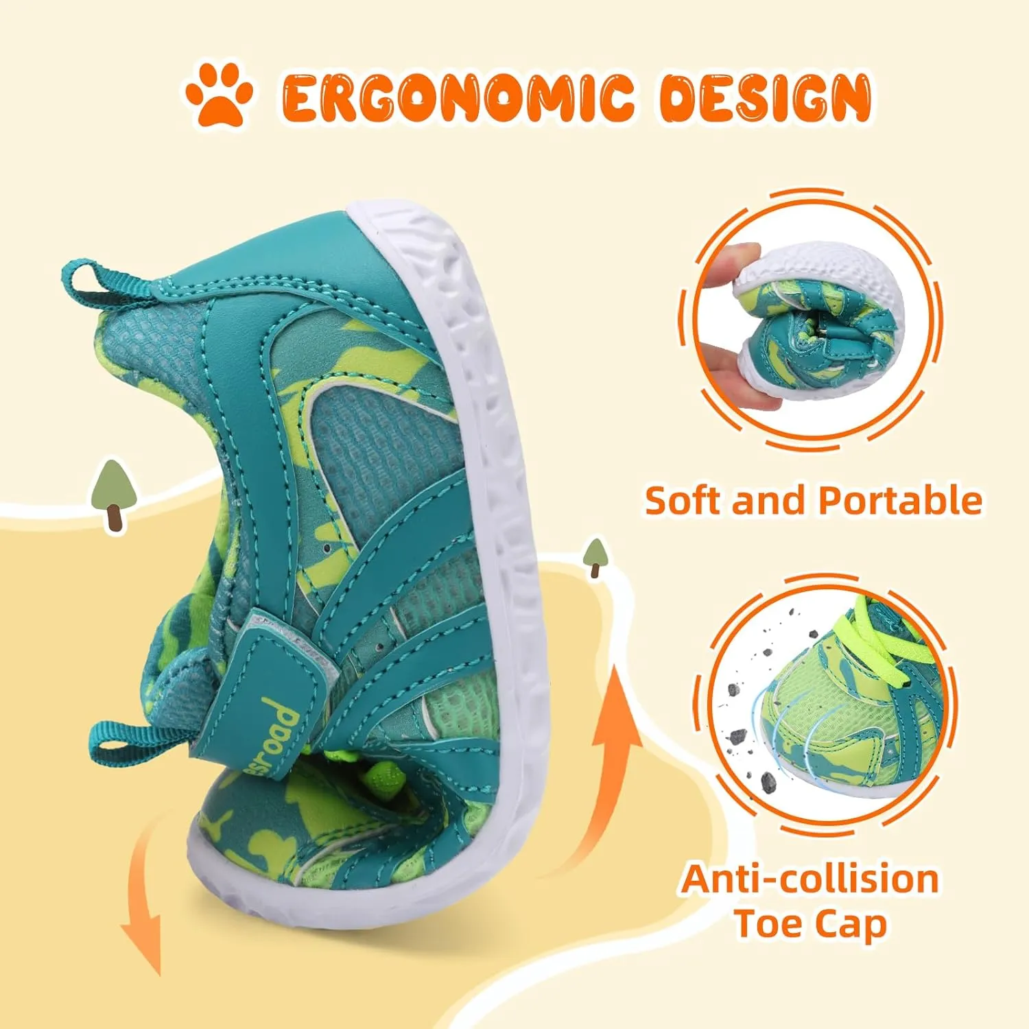 Besroad Toddler Shoes Boys Girls Barefoot Sneakers Kids Breathable Walking Shoes Lightweight Strap Non-Slip Sole Tennis Shoes