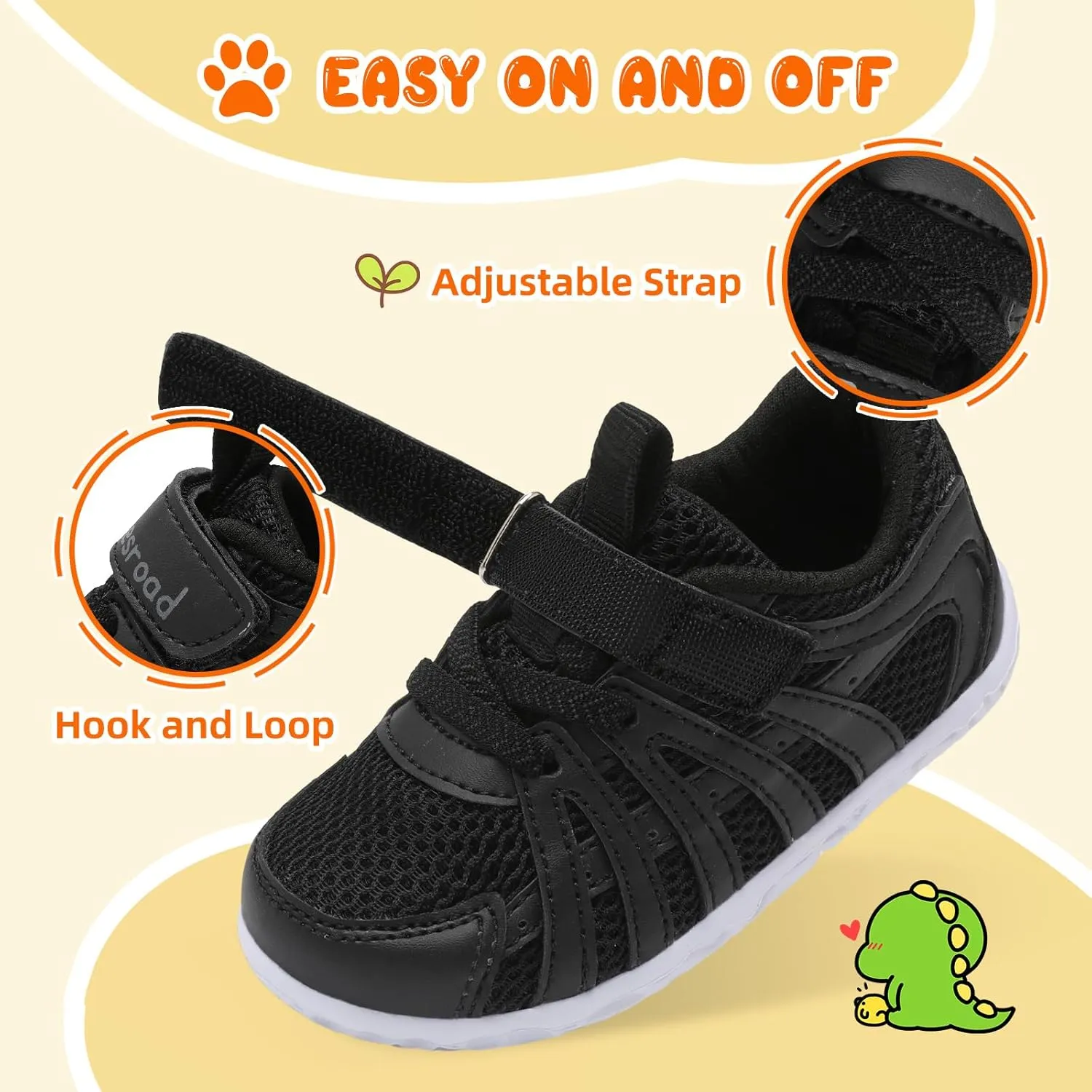 Besroad Toddler Shoes Boys Girls Barefoot Sneakers Kids Breathable Walking Shoes Lightweight Strap Non-Slip Sole Tennis Shoes