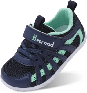 Besroad Toddler Shoes Boys Girls Barefoot Sneakers Kids Breathable Walking Shoes Lightweight Strap Non-Slip Sole Tennis Shoes