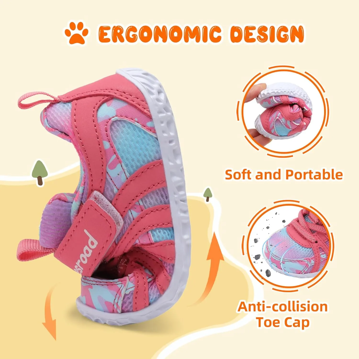 Besroad Toddler Shoes Boys Girls Barefoot Sneakers Kids Breathable Walking Shoes Lightweight Strap Non-Slip Sole Tennis Shoes