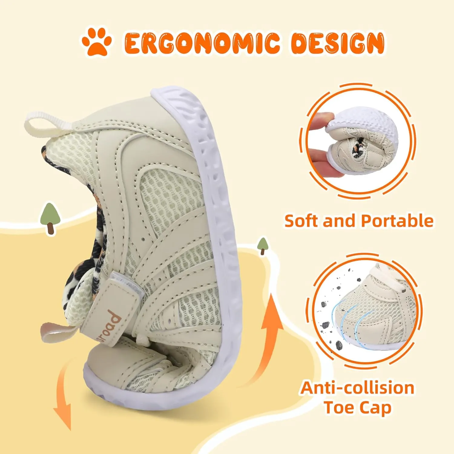 Besroad Toddler Shoes Boys Girls Barefoot Sneakers Kids Breathable Walking Shoes Lightweight Strap Non-Slip Sole Tennis Shoes