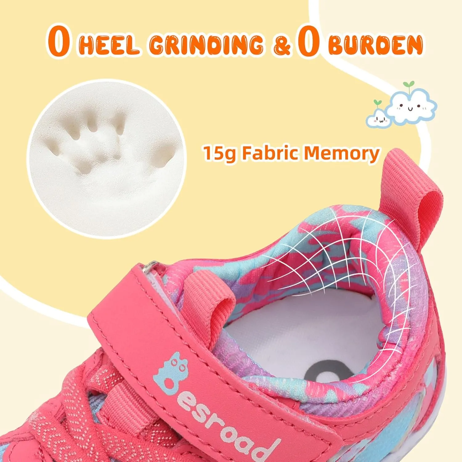 Besroad Toddler Shoes Boys Girls Barefoot Sneakers Kids Breathable Walking Shoes Lightweight Strap Non-Slip Sole Tennis Shoes