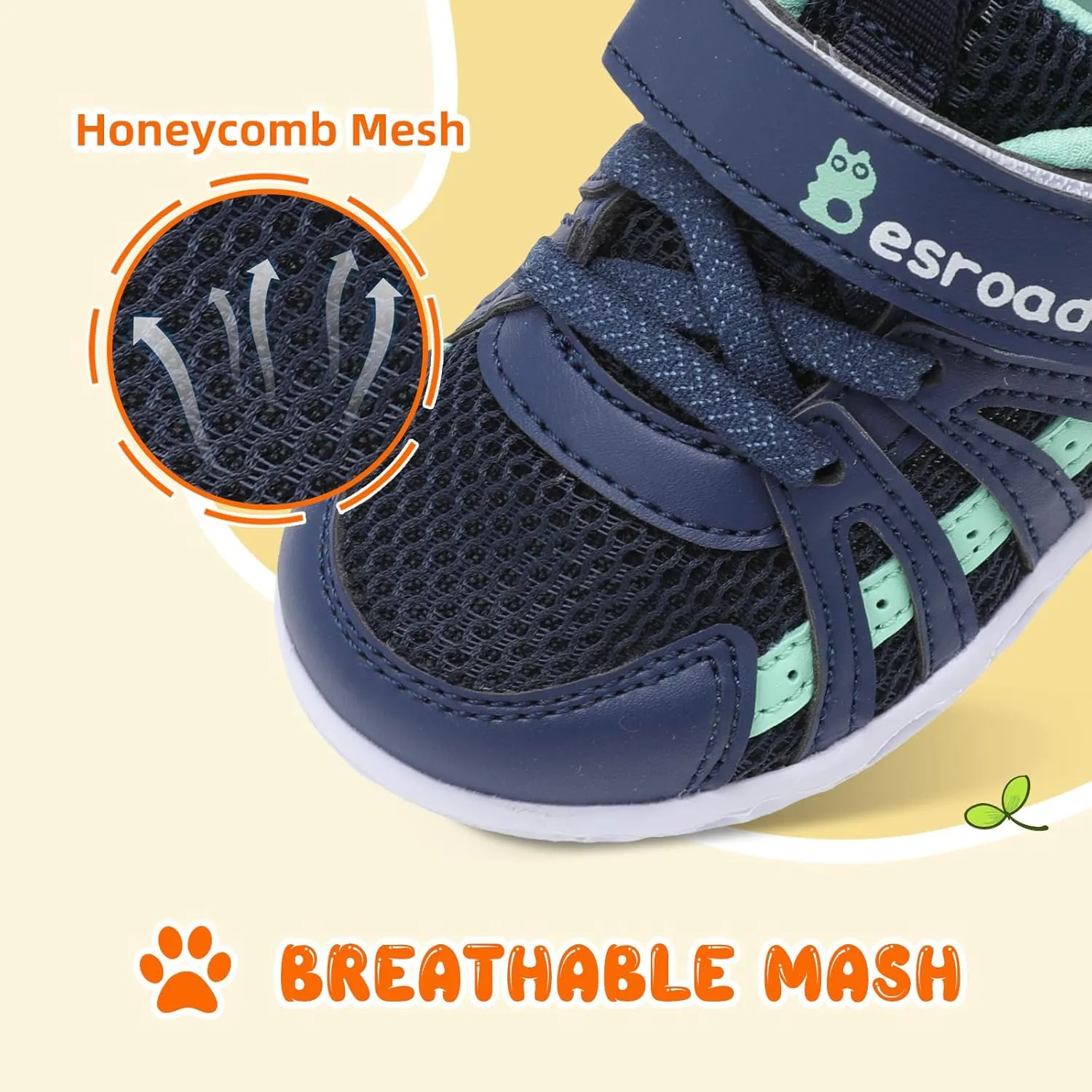 Besroad Toddler Shoes Boys Girls Barefoot Sneakers Kids Breathable Walking Shoes Lightweight Strap Non-Slip Sole Tennis Shoes